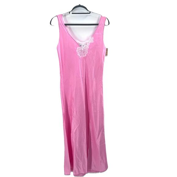 Rare Vintage 1990's Fernando Squette Sanchez Pink Silky y2k Slip Dress Small - Picture 1 of 6